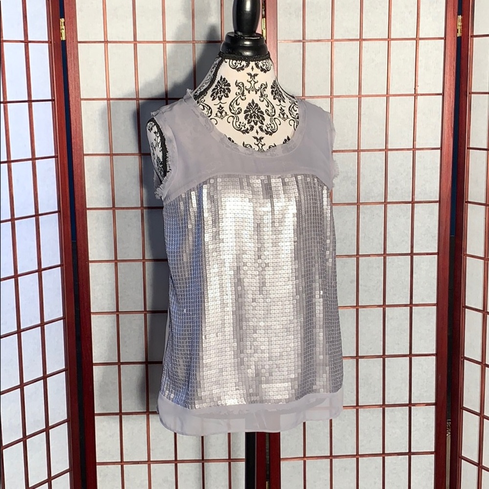 Ann Taylor LOFT silver sequin blouse